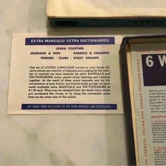 1955 The Living Language Course French lessons on 4 hifi 33 1/3 RPM Records - Picture 14 of 16